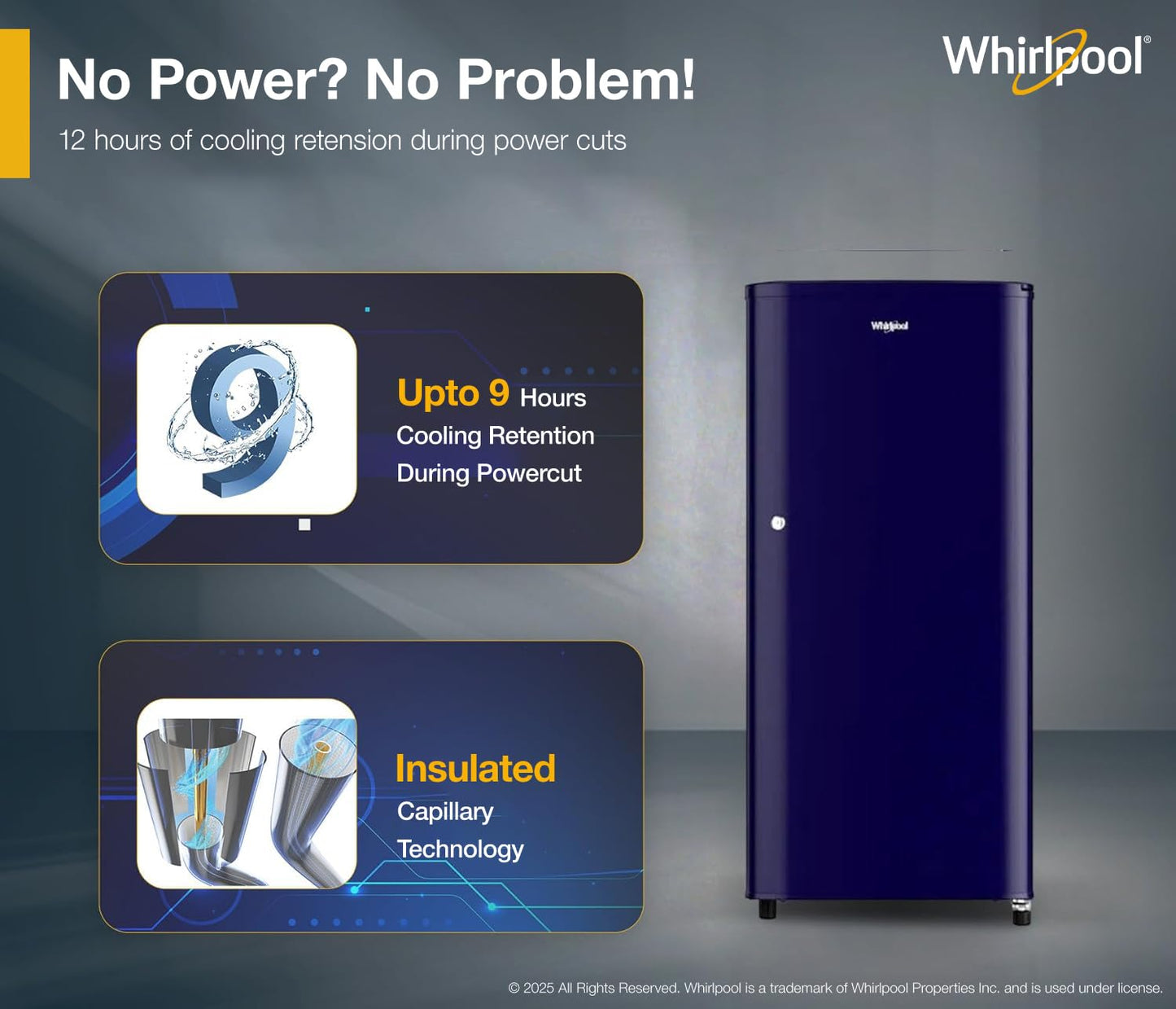 Whirlpool 184 L 2 Star Direct-Cool Single Door Refrigerator (205 WDE CLS 2S SAPPHIRE BLUE-Z, Blue,2023 Model)