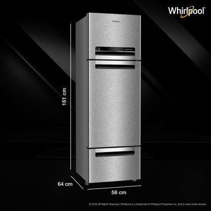 Whirlpool 235 L Frost Free Triple-Door Refrigerator (FP 253D PROTTON ROY RADIANT STEEL(Z) Double Door Refrigerator space)