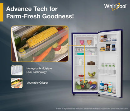 Whirlpool 184 L 2 Star Direct-Cool Single Door Refrigerator (205 WDE CLS 2S SAPPHIRE BLUE-Z, Blue,2023 Model)