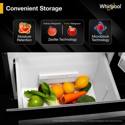 Whirlpool 235 L Frost Free Triple-Door Refrigerator (FP 253D PROTTON ROY RADIANT STEEL(Z) Double Door Refrigerator space)